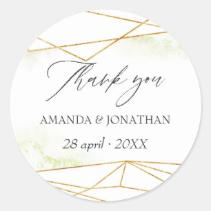 Watercolor Geometric Crystal Wedding Classic Round Sticker