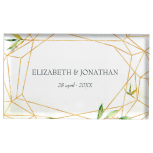 Watercolor Geometric Crystal Wedding Place Card Holder