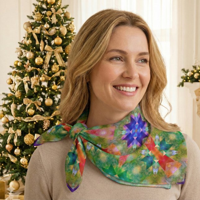 Watercolor Geometric Design Bandana (Bandana featuring an abstract geometric pattern created from an original watercolor painting)