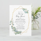 Watercolor Geometric Eucalyptus Drive By Shower Invitation (Standing Front)