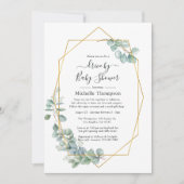 Watercolor Geometric Eucalyptus Drive By Shower Invitation (Front)