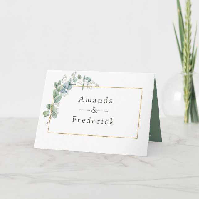 Watercolor Geometric Eucalyptus Wedding Program (Front)