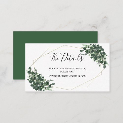 Watercolor Geometric Eucalyptus Wedding Website Enclosure Card