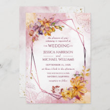 Watercolor Geometric Floral Fall Marsala Wedding