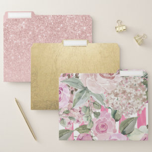 Watercolor geometric pastel green pink floral file folder