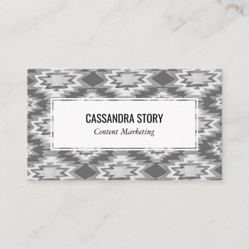 Watercolor Geometric Pattern Boho Gray Business Card