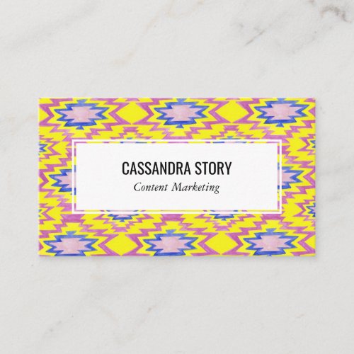 Watercolor Geometric Pattern Boho Yellow Business Card