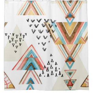 Watercolor Geometric Seamless: Tribal Style. Shower Curtain