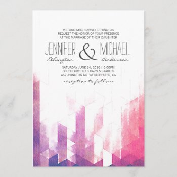 Watercolor Geometric Triangles | Modern Wedding Invitation by ModernMatrimony at Zazzle