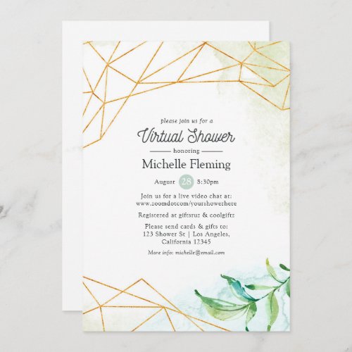 Watercolor Geometric Virtual Baby or Bridal Shower Invitation