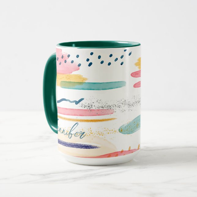 Watercolor Geometrical abstract Customized Mug (Front Left)