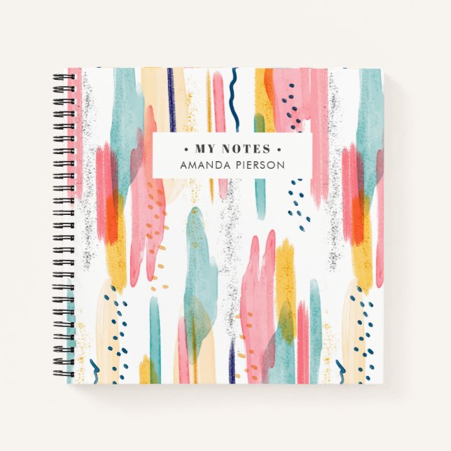Watercolor Geometrical abstract minimal pastel  Notebook (Front)