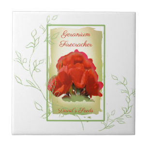 Watercolor Geranium Seed Pack Ceramic Tile