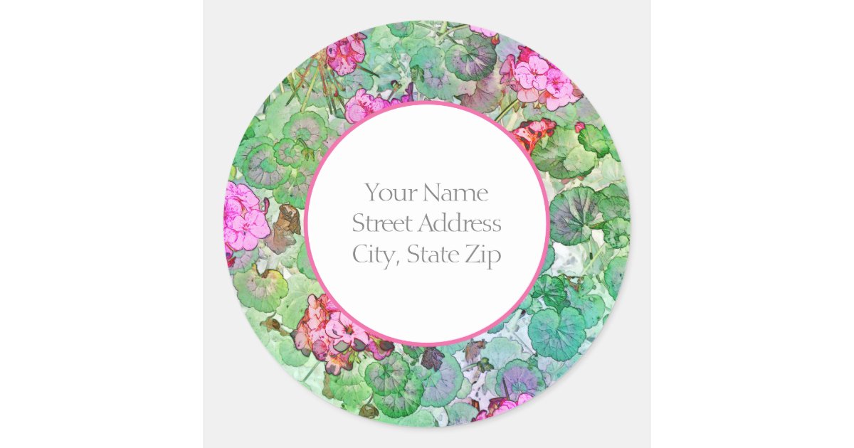 Watercolor Geraniums labels | Zazzle