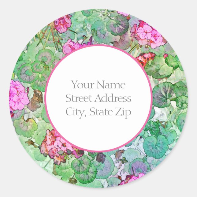 Watercolor Geraniums labels (Front)