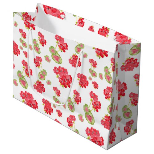 Watercolor Geraniums Pattern     Large Gift Bag