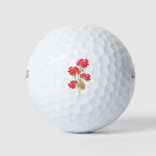 Watercolor Geraniums Stems Golf Balls