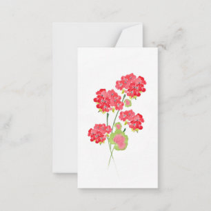 Watercolor Geraniums Stems Note Card