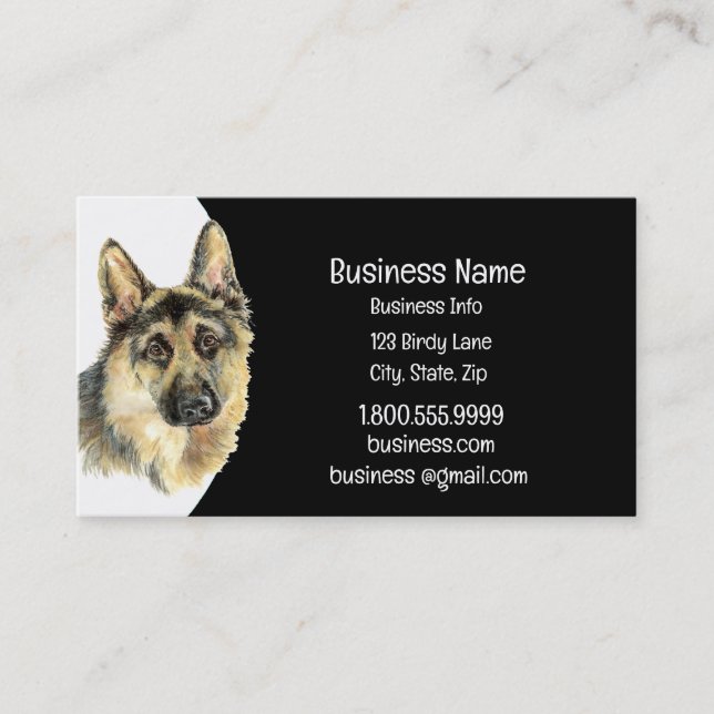 Watercolor German Shepherd Dog Animal Pet Business Card (Front)