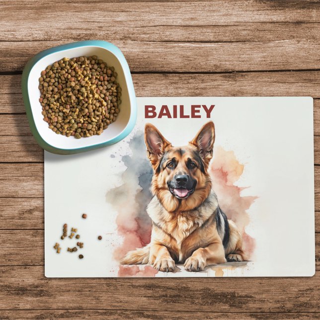 Watercolor German Shepherd Dog Food Mat (Creator Uploaded)