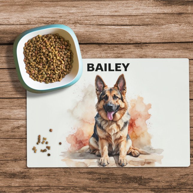 Watercolor German Shepherd Dog Food Mat (Creator Uploaded)