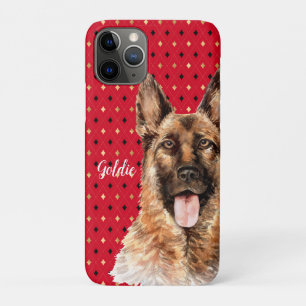 Watercolor German Shepherd Dog Personalized iPhone 11 Pro Case