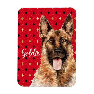 Watercolor German Shepherd Dog Personalized Magnet