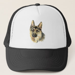 Watercolor German Shepherd Dog Pet Animal Nature  Trucker Hat