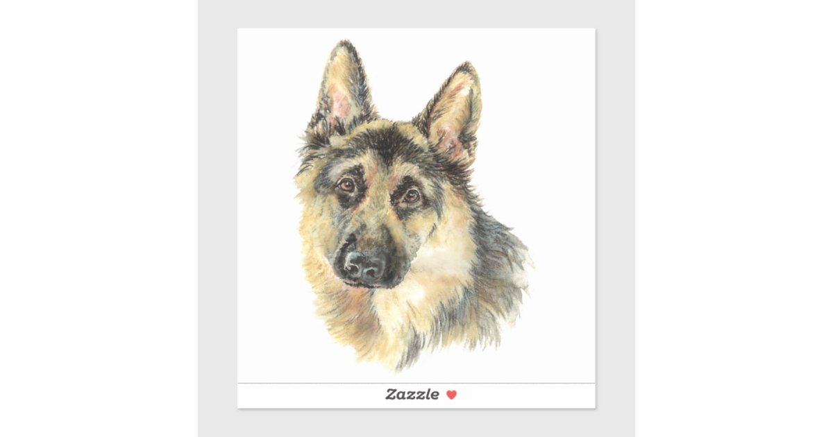 Watercolor German Shepherd Dog Pet Animal Sticker | Zazzle.com