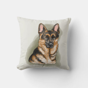 Watercolor German Shepherd Dog Portrait Art Throw Pillow