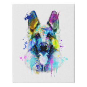 Watercolor German Shepherd, German Shepherd  Faux Canvas Print