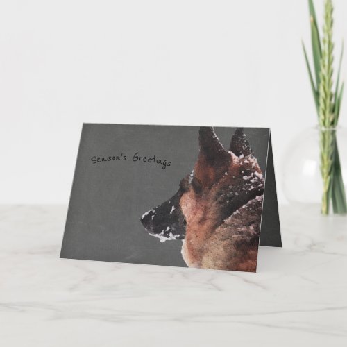 Watercolor German Shepherd Holiday Greeting