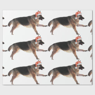 Watercolor German Shepherd Holiday Wrapping Paper