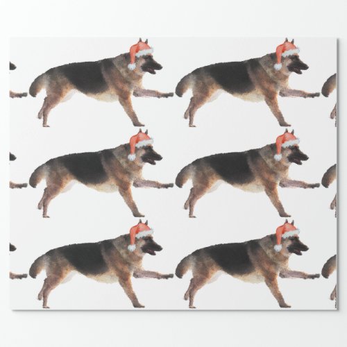 Watercolor German Shepherd Holiday Wrapping Paper