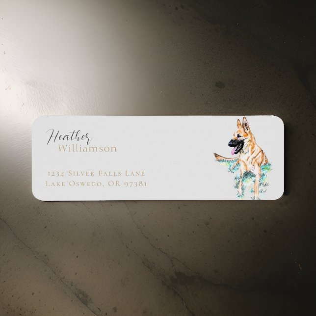 Watercolor German Shepherd Malinois Dog Label (Creator Uploaded)