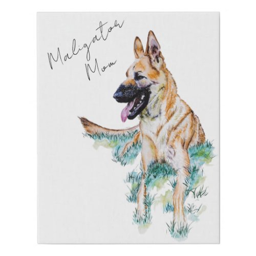 Watercolor German Shepherd Malinois Dog Mom Faux Canvas Print