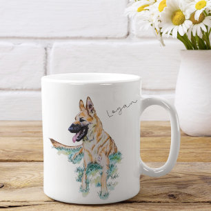 Watercolor German Shepherd Malinois Personalized Coffee Mug