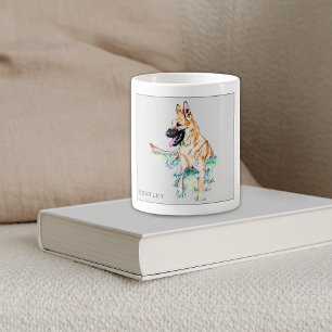 Watercolor German Shepherd Malinois Personalized Coffee Mug