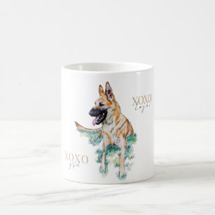 Watercolor German Shepherd Malinois Personalized Coffee Mug