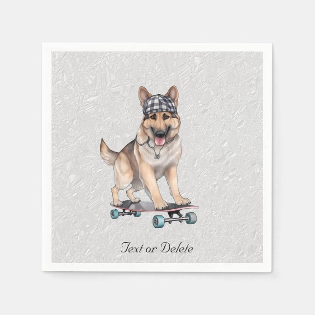 Watercolor German Shepherd Napkins (Front)