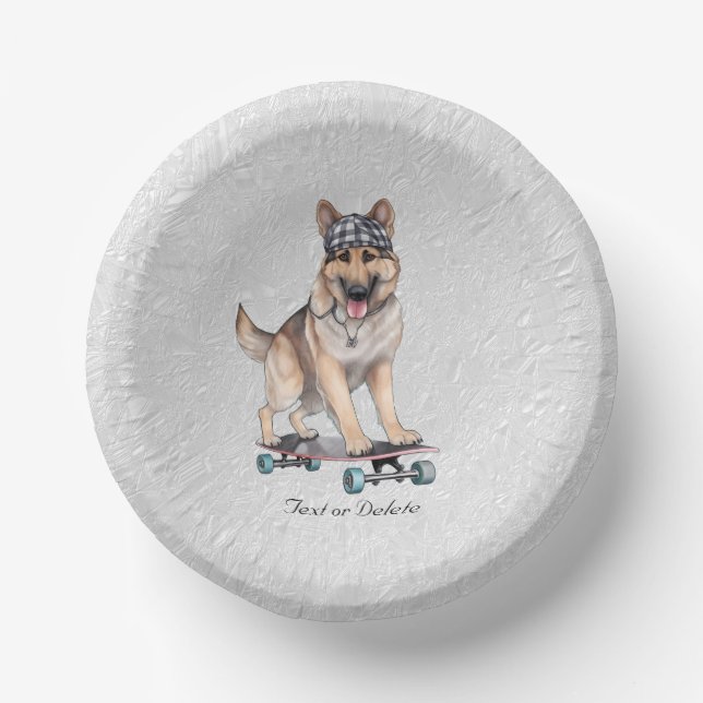 Watercolor German Shepherd Paper Bowl (Front)