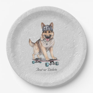 Watercolor German Shepherd Paper Plate