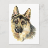 Watercolor German Shepherd Pet Dog Animal Postcard
