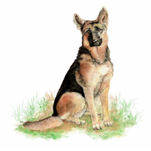 Watercolor German Shepherd Pet Dog Animal Statuett Cutout