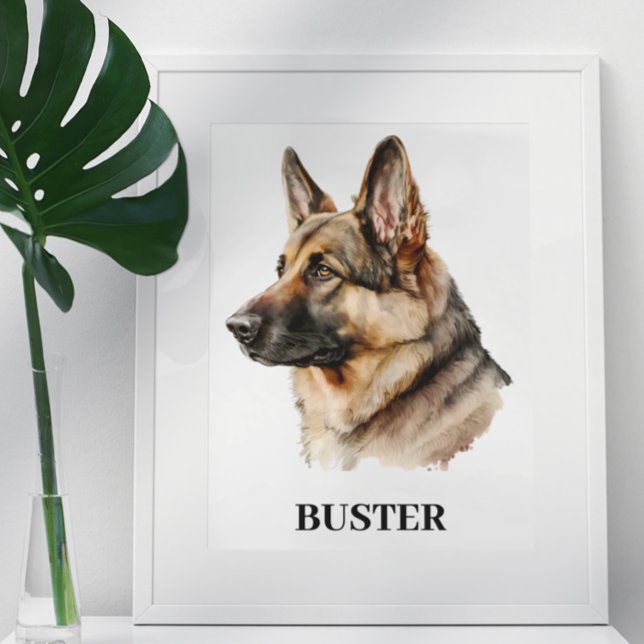 Watercolor German Shepherd Portrait Personalized  Poster (Creator Uploaded)