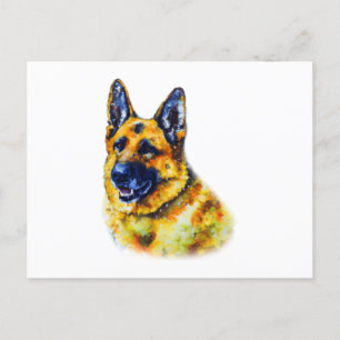 Watercolor German Shepherd Postcard