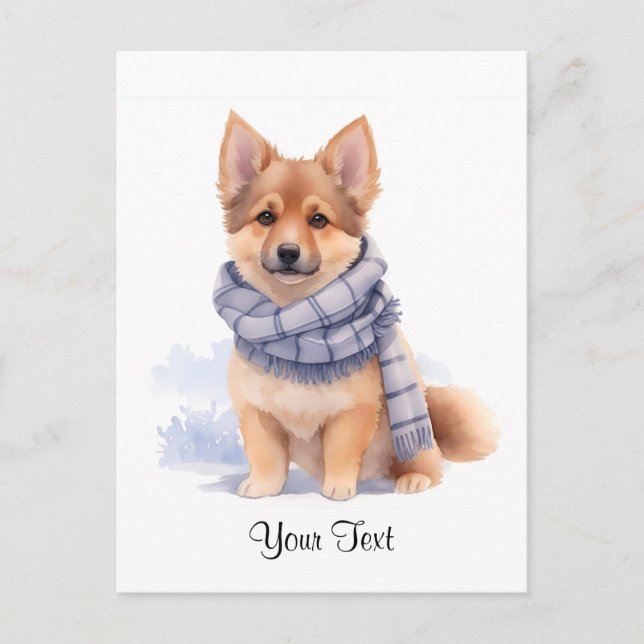 Watercolor German Shepherd Puppy Dog Personized Postcard (Front)