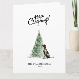 Watercolor German Shorthaired Pointer Christmas Card