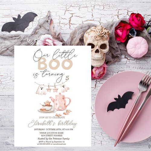 Watercolor Ghost Boo Tea Party Halloween Invitation