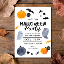 Watercolor Ghosts & Pumpkins Halloween Party